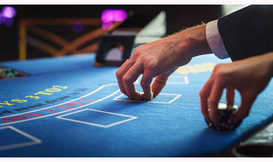 Close Up on Casino Baccarat Gambling Table
