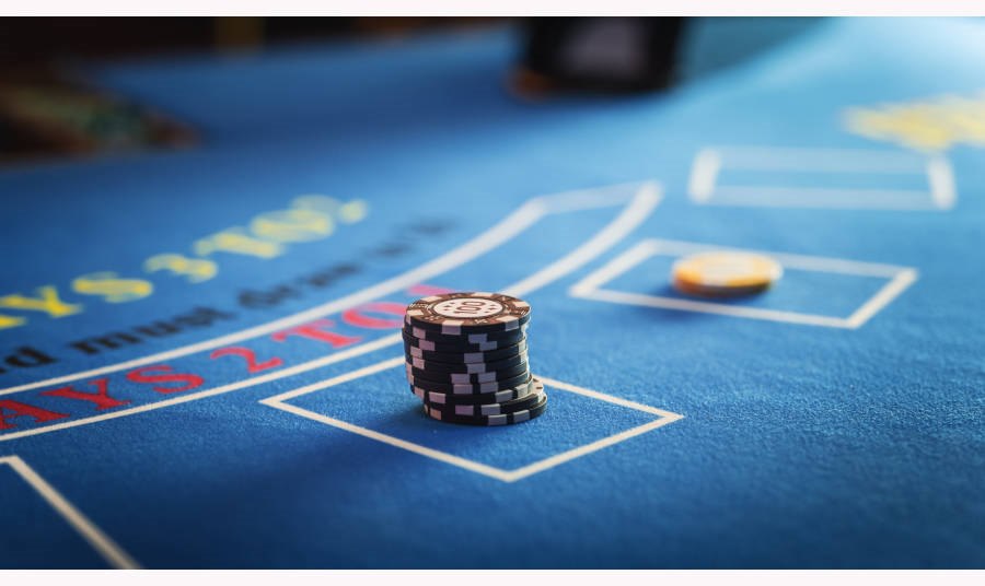 Close Up on Casino Baccarat Gambling Table