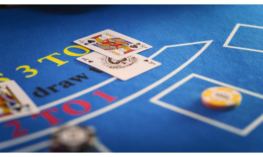Baccarat Table close up with cards and chips