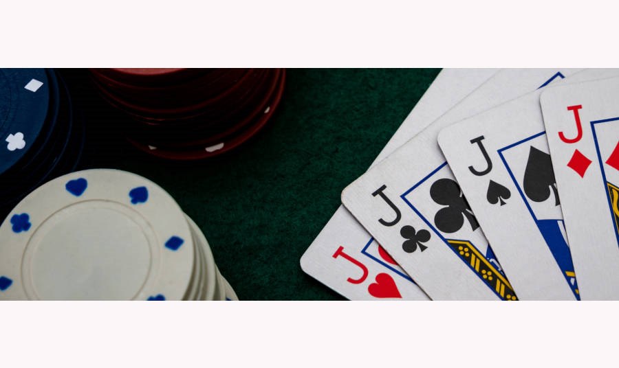 Black Jack Cards and chips on a casino table