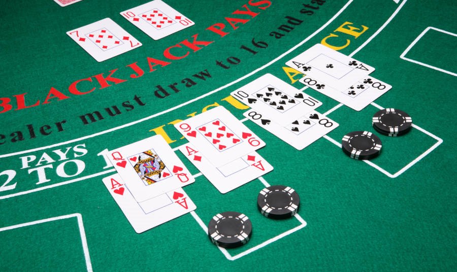 Close up of a Blackjack table at a Casino
