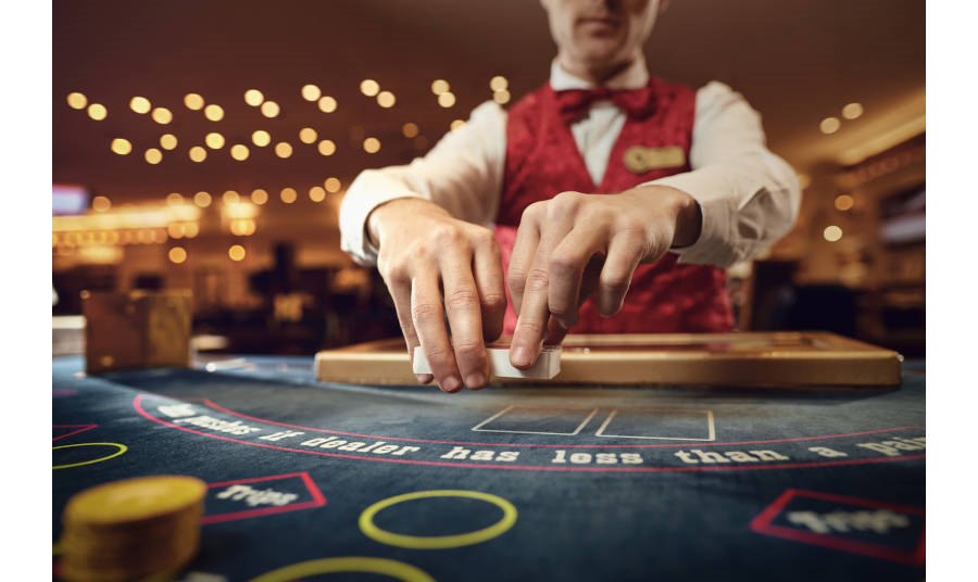 Card dealer at a casino