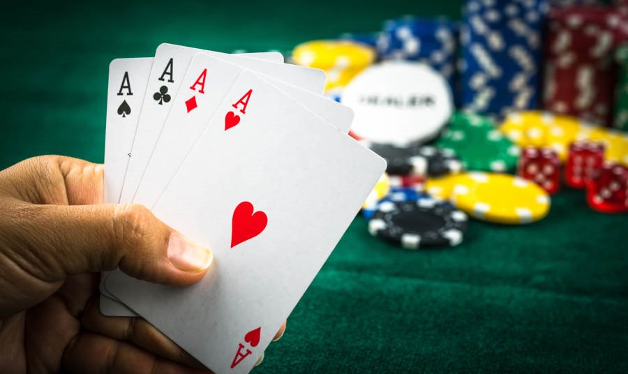 Cards and chips on a casino table