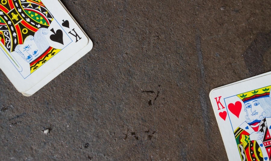 Two cards at the end of a table