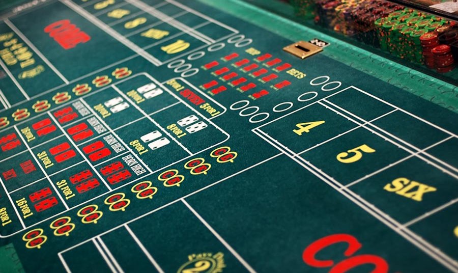 Close up of a craps table at Cache Creek