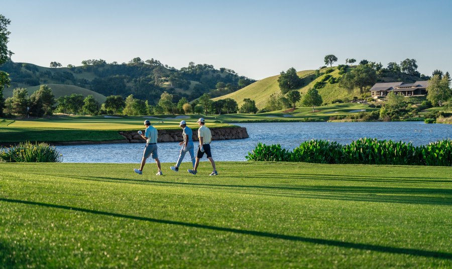 3 men playing golf at Cache Creek Casino
