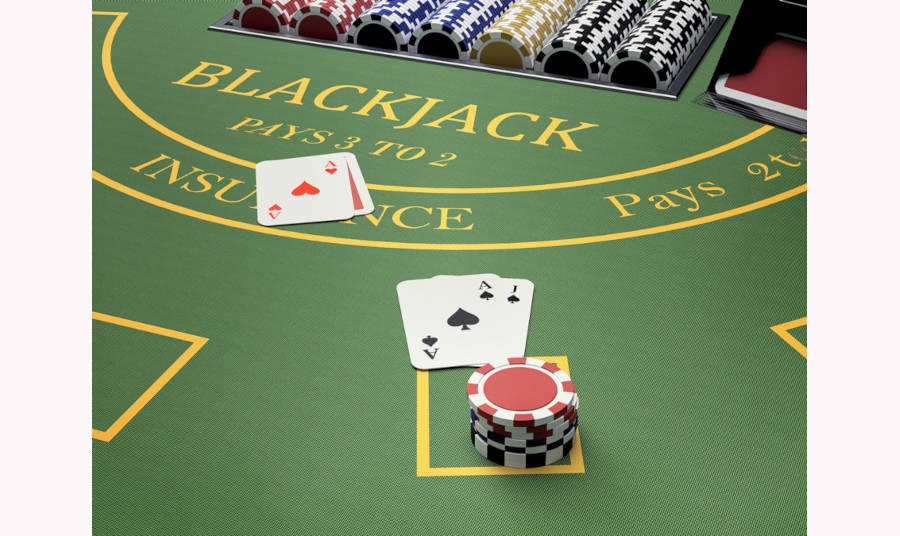aerial view of blackjack table at a casino