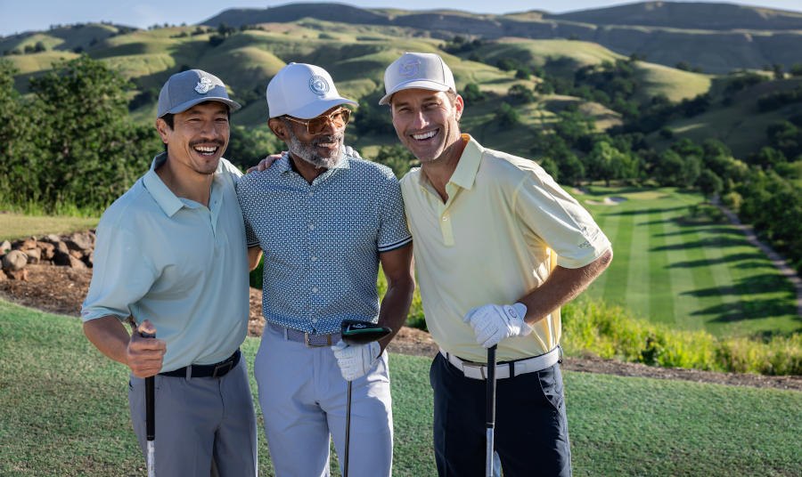 3 men posing for a picture while playing golf at Cache Creek Casino Resort