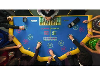 Overhead of a baccarat table