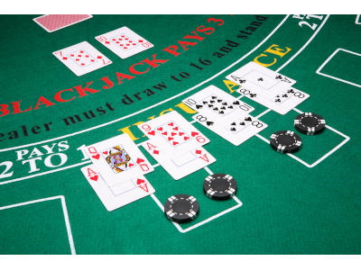 blackjack table close up