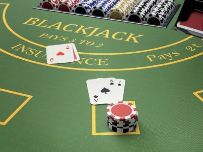 Closeup of a Blackjack Table