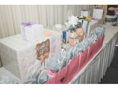 Close up of a Gift Table at a Bridal Shower